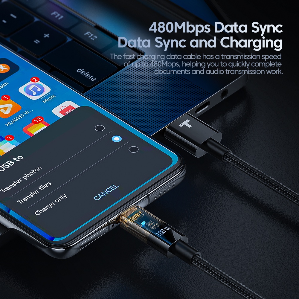 Dây Cáp Sạc Nhanh 100W USB Type C 20W 12W 6A 5A 3A 2.4A Cho Android / Máy Tính Bảng / Laptop