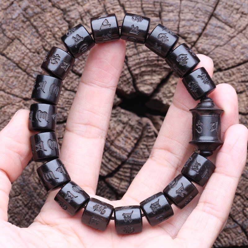 Vòng Tay Hạt Gỗ Mun Tự Nhiên 12mm May Mắn