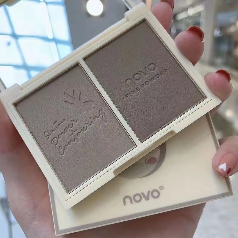 Novo® Bảng Phấn Má Hồng 3 Trong 1 Tạo Khối Bắt Sáng Màu Lì Tự Nhiên Chống Nước 7.5g