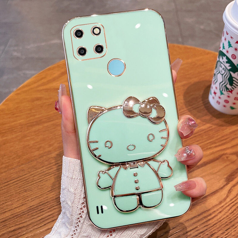 Ốp Điện Thoại  Cho Realme C21Y C25Y C21 C25 C25S C12 C15 C11 2021 C20 Narzo 30A 20 Dẻo Kèm Gương Hình Hello Kitty