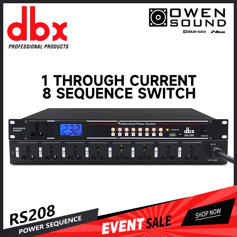 DBX RS-208 Bộ Quản Lý Nguồn Cao Cấp Bảo Vệ Dàn Âm Thanh Gia Đình Sân Khấu Automat Tự Ngắt Chống Chập Trạm Cháy Nổ - Lọc