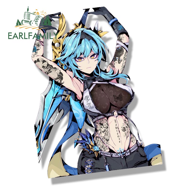 Đề Can Dán Trang Trí Xe Hơi Họa Tiết Hoạt Hình Phong Cách Punk Eula Fanart