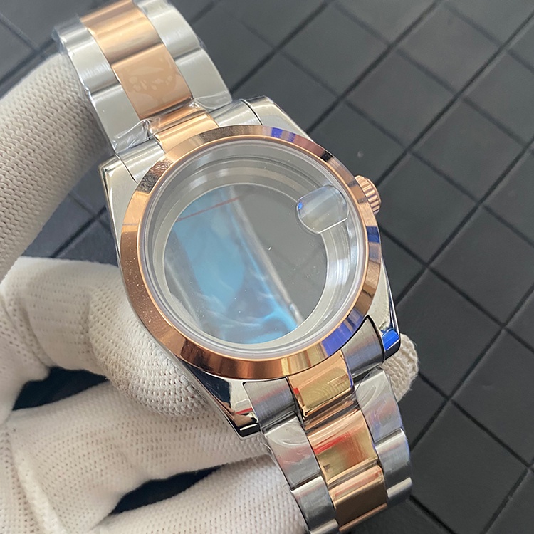 Ốp Bảo Vệ Mặt Đồng Hồ Bằng Thép Không Gỉ 36MM Đính Đá Sapphire Màu Vàng Hồng Cho NH35 / 36MM