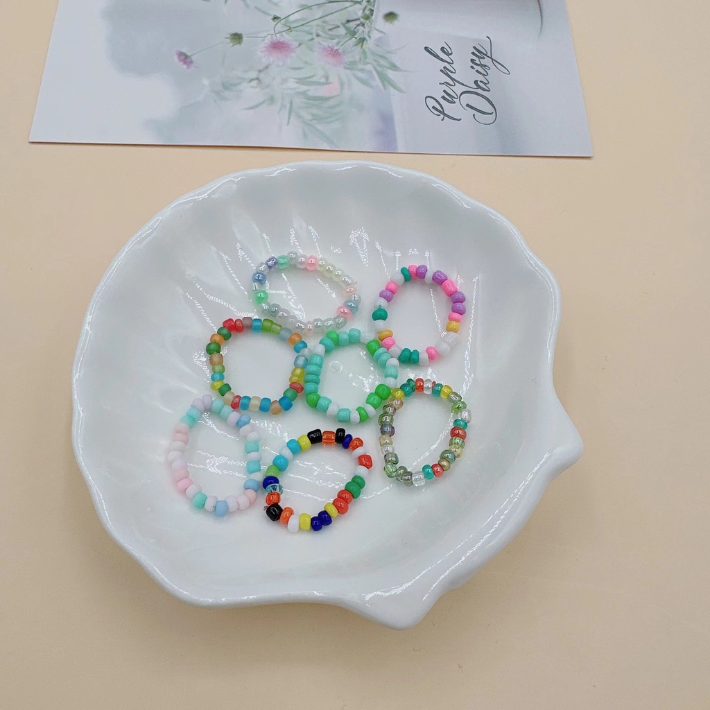 Nhẫn Đính Hạt Nhiều Màu Thủ Công Thời Trang Cho Nữ