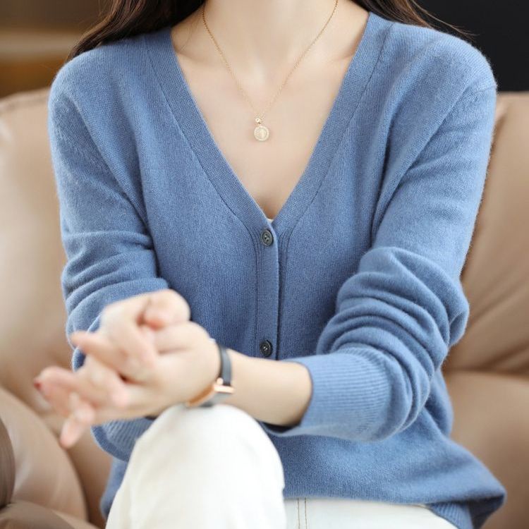 Áo Khoác Len Cardigan Cổ Chữ V Thiết Kế Mới Thời Trang Mùa Xuân Thu Dành Cho Nữ