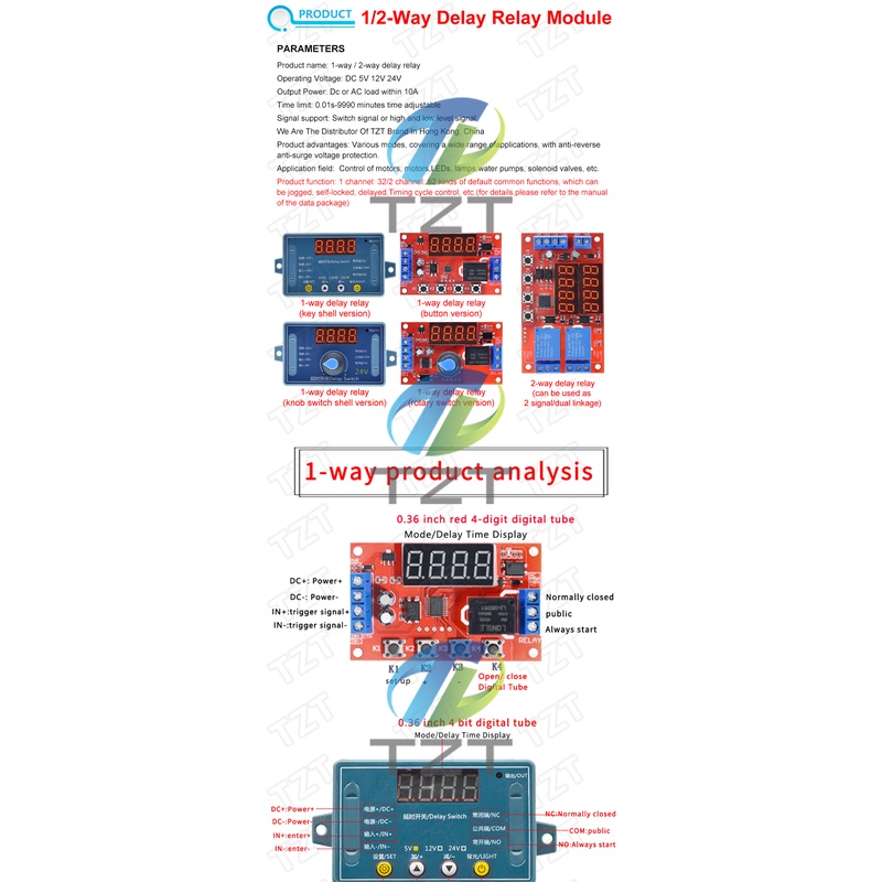 Mô Đun Rơ Le Hẹn Giờ DC 5V 12V 24V 10A 32 Chế Độ
