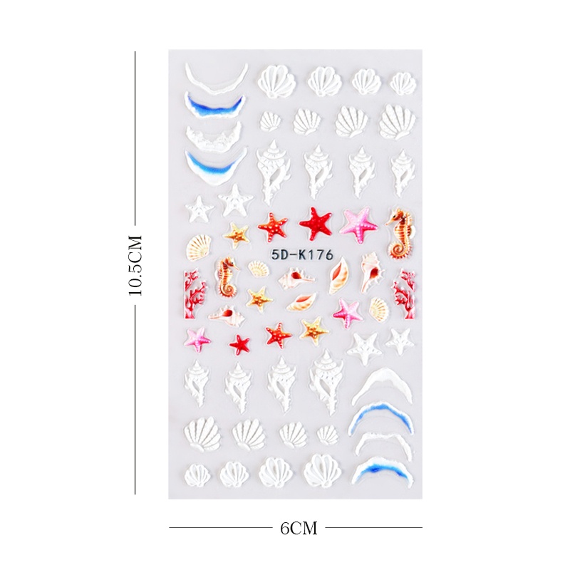 Tờ miếng dán trang trí móng tay nghệ thuật UR SUGAR tạo kiểu 5D tùy chọn thời trang mùa hè đi biển