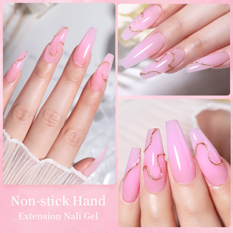 Bộ 3 Lọ Gel Nối Dài Móng Tay Màu Nude Trong Suốt DIY 8ML Không Dính