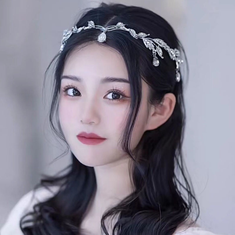 Vương Miện Đội Đầu Cô Dâu Đính Đá Pha Lê Lấp Lánh Hình Giọt Nước Vương miện