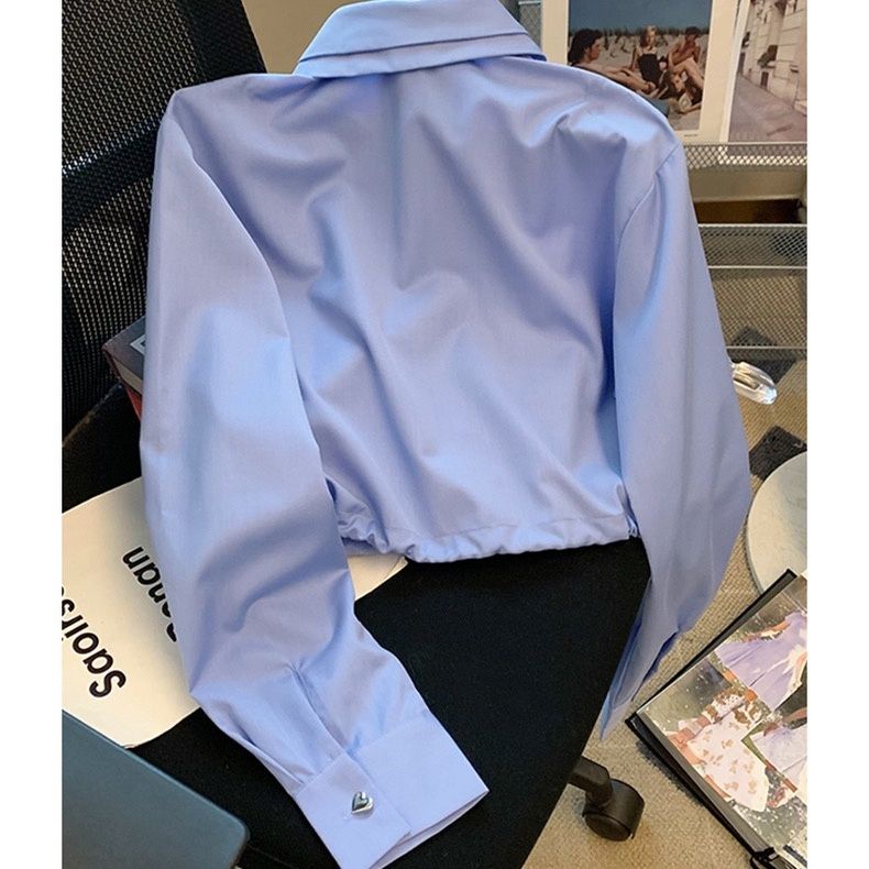 Áo Sơ Mi Ngắn Thắt Eo Có Dây Rút Thêu Hình Thỏ Phong Cách Mỹ Mẫu Mới 2023 Thời Trang Mùa Xuân 2023 Dành Cho Bạn Nữ