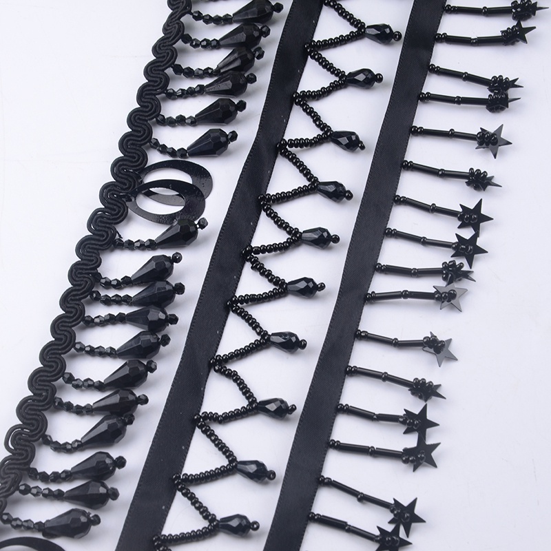Dây Tua Rua Xỏ Hạt 100cm Rộng 3cm Phối Ren Tua Rua Trang Trí Đầm / Thắt Lưng / Thắt Lưng Vải Ren