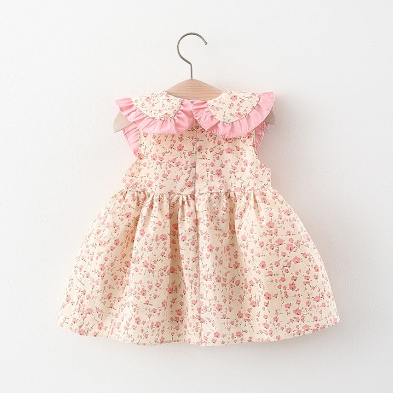 Đầm Công Chúa Phối Bèo Đính Hoa Thời Trang Hàn Quốc Cho Bé Gái