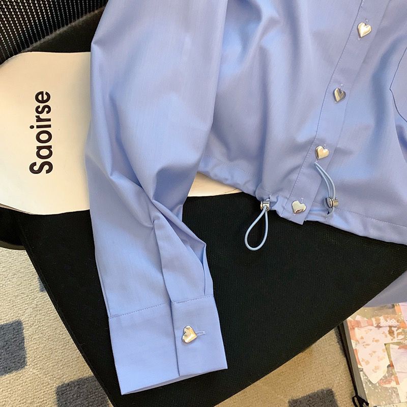 Áo Sơ Mi Ngắn Thắt Eo Có Dây Rút Thêu Hình Thỏ Phong Cách Mỹ Mẫu Mới 2023 Thời Trang Mùa Xuân 2023 Dành Cho Bạn Nữ