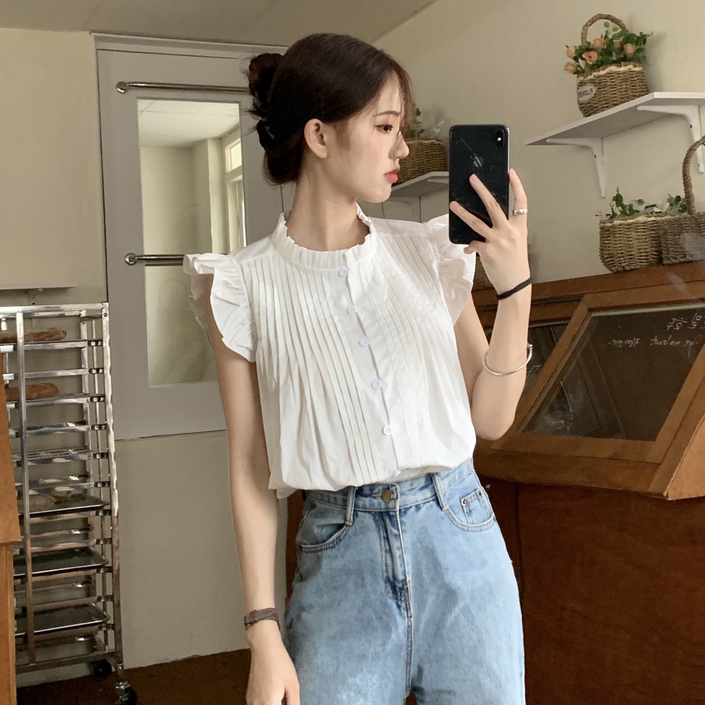 Áo Sơ Mi cotton chiffon Phong Cách Hàn Quốc Thời Trang Cho Nữ 12Z23031611