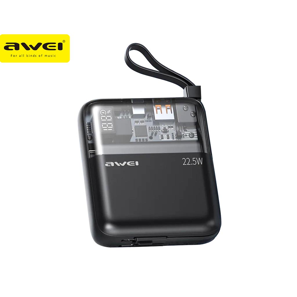 Sạc Dự Phòng Awei P149K 10000mAh 22.5W Tốc Độ Cao Kèm Dây Cáp