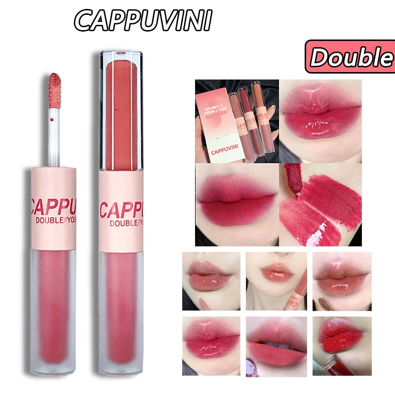 Cappuvini  Set 2 Son Môi Hai Đầu Trong Suốt Dưỡng Ẩm Lâu Trôi 2 * 2g