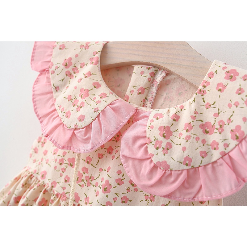 Đầm Công Chúa Phối Bèo Đính Hoa Thời Trang Hàn Quốc Cho Bé Gái