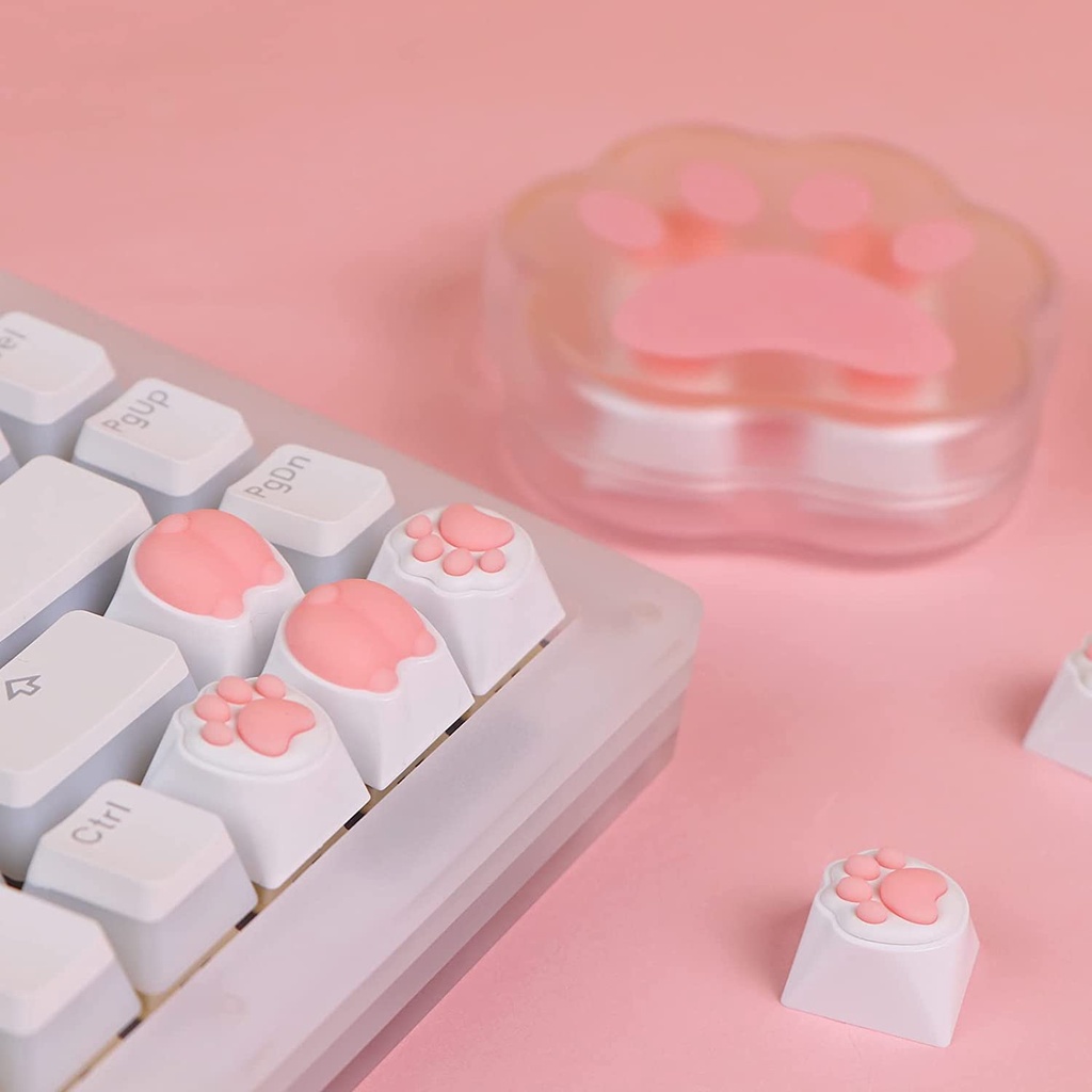 Bộ 4 Nút Bàn Phím Bằng Silicon Hình Bàn Chân Mèo Cho Bàn Phím Cơ Chơi Game