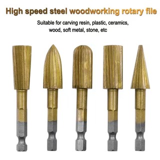Bộ 5 mũi mài gỗ tốc độ cao đầu lục giác 6.3mm