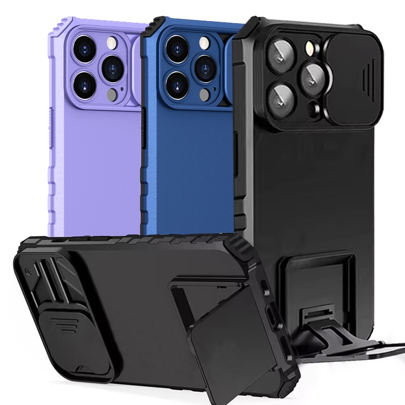Ốp Điện Thoại Chống Sốc Có Nắp Trượt Bảo Vệ Ống Kính Máy Ảnh Cho iPhone 14 Pro Max 13 Pro Max 12 Pro Max 11 Pro Max