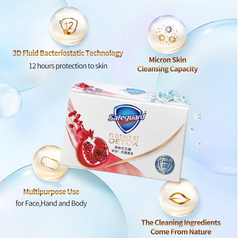 Safeguard Xà Phòng Tắm Chiết Xuất Lựu Tự Nhiên Kháng Khuẩn An Toàn Cho Da Tay Và Cơ Thể 108g