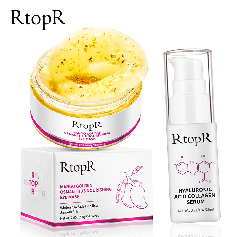 RtopR The Eyes Firming Eye Care Skin Care Set Mango Golden Osmanthus Bright And Nourishing Eye Mask (80g) + Hyaluronic Acid Collagen Moisturizing Serum (20ml)