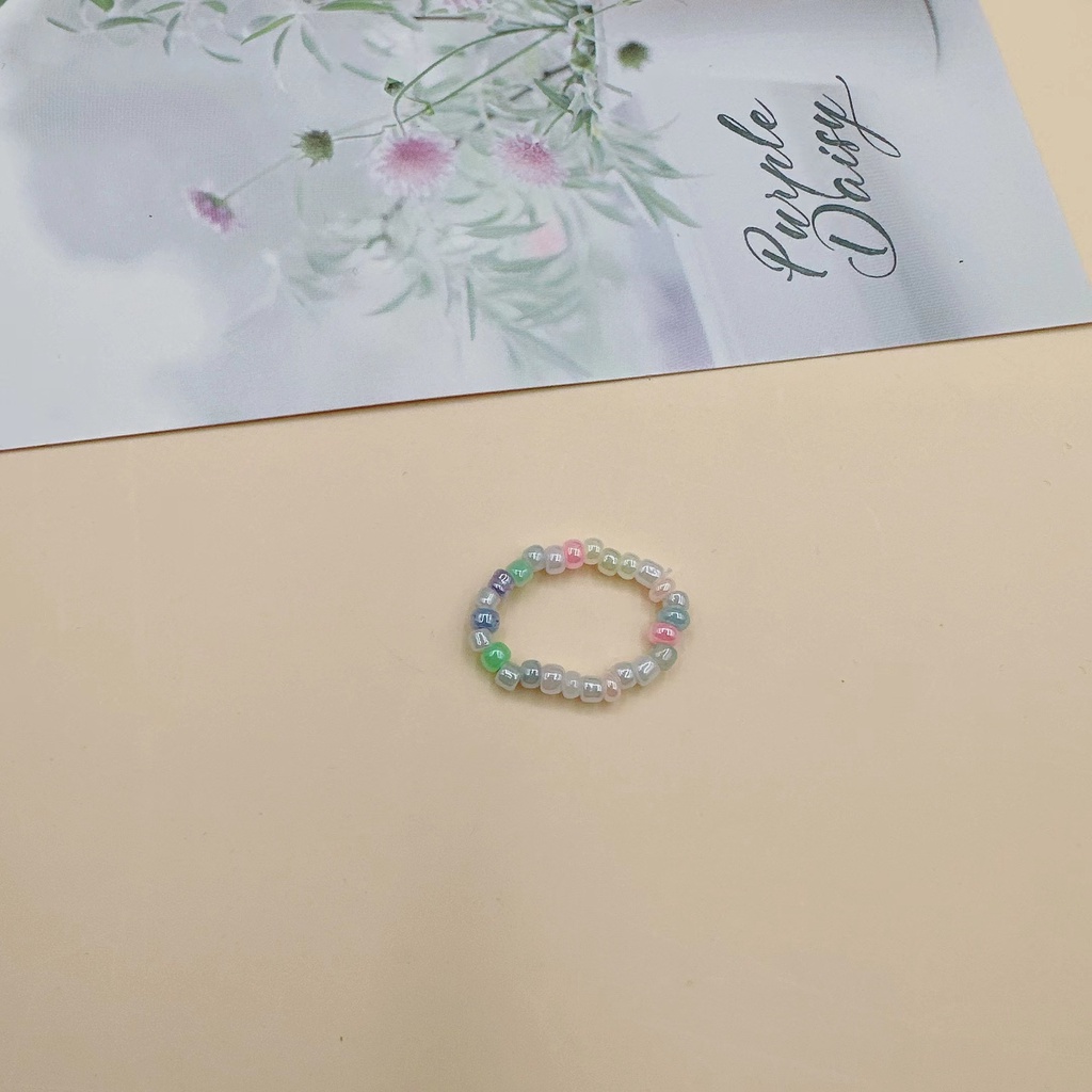 Nhẫn Đính Hạt Nhiều Màu Thủ Công Thời Trang Cho Nữ