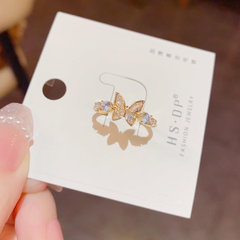 Nhẫn Hở Hình Bướm Đính Đá Zircon Thời Trang Cho Nữ