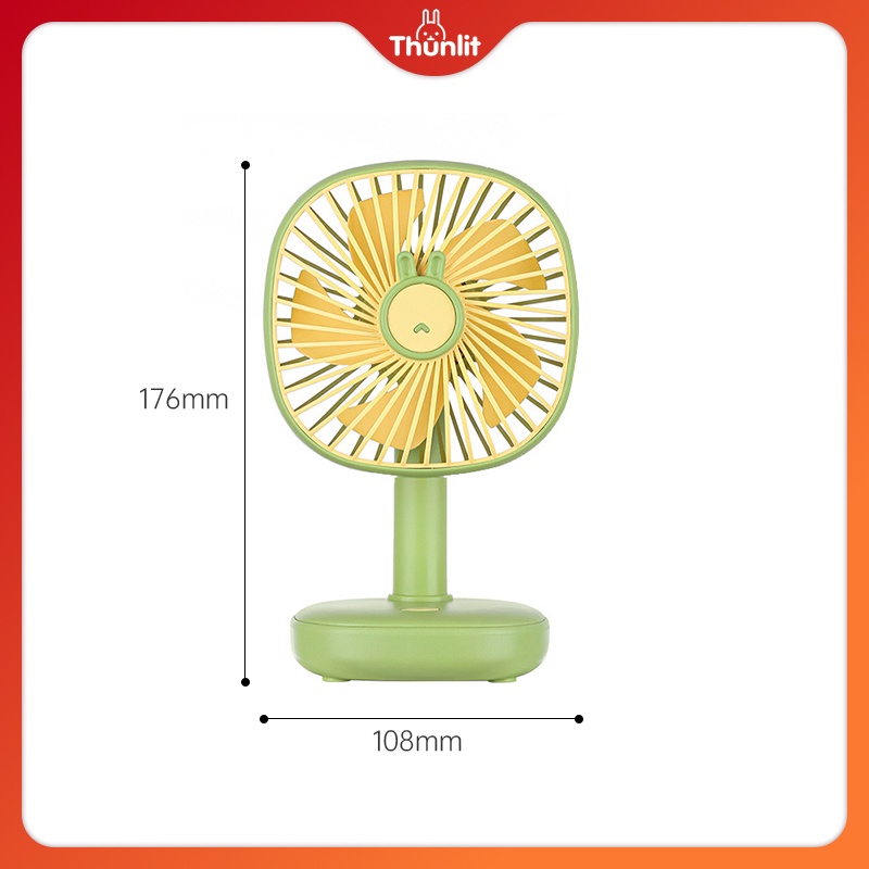 Quạt bàn USB THUNLIT có thể sạc lại 1200mah 3 tốc độ gió với đèn ngủ điều chỉnh được chuyên dụng