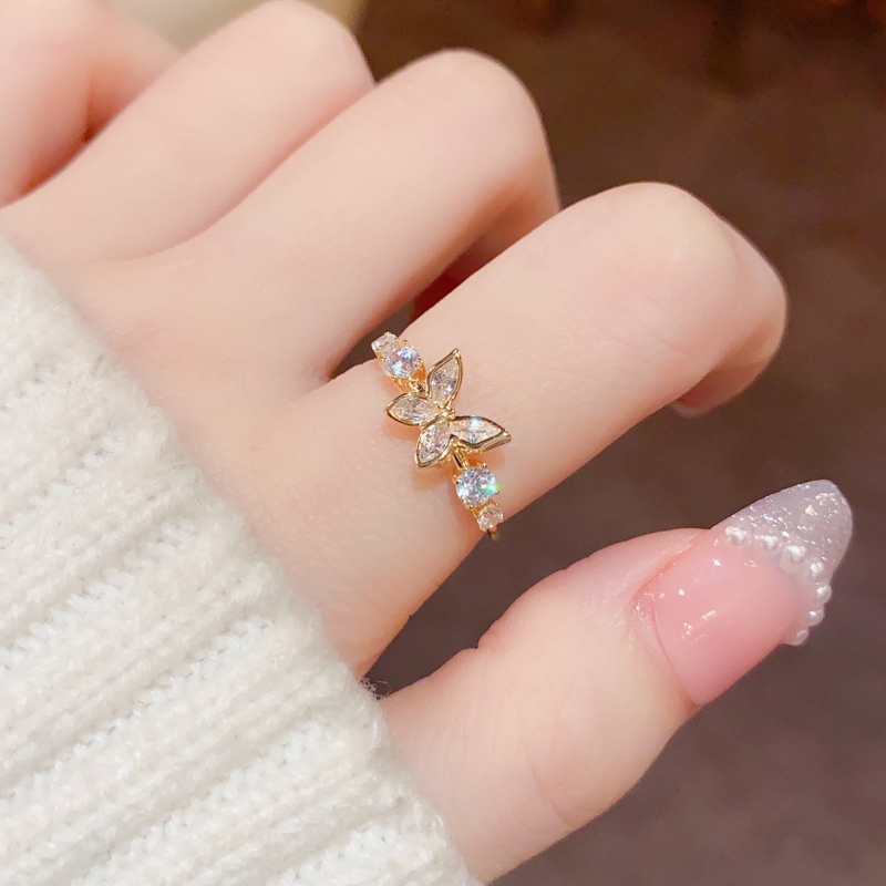 Nhẫn Hở Hình Bướm Đính Đá Zircon Thời Trang Cho Nữ