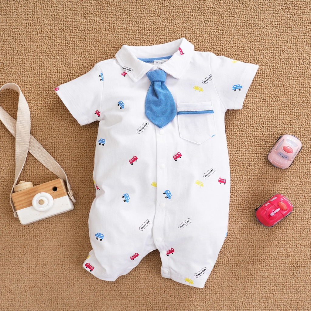 Áo Liền Quần Tay Ngắn Chất Liệu 100% cotton Cho Bé Trai Sơ Sinh 0-24 Tháng Tuổi