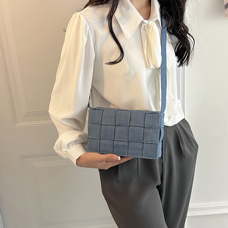 Túi Xách Denim Dệt Hình Vuông Nhỏ Thời Trang Xuân Hè 2023 Cho Nữ