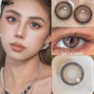Có kính áp tròng Set 2 Kính Áp Tròng 14.0mm (0 ~ - 5.00) Hiệu Ứng Đường Kính Nhỏ Màu Xám Tự Nhiên 1 Năm Thời Trang Cho Nữ