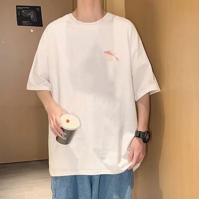 Áo Thun Tay Ngắn Cổ Tròn In Hình Cá Voi Mặt Trăng Phong Cách Harajuku Thời Trang Mùa Hè Cho Nam Và Nữ Size M-5XL