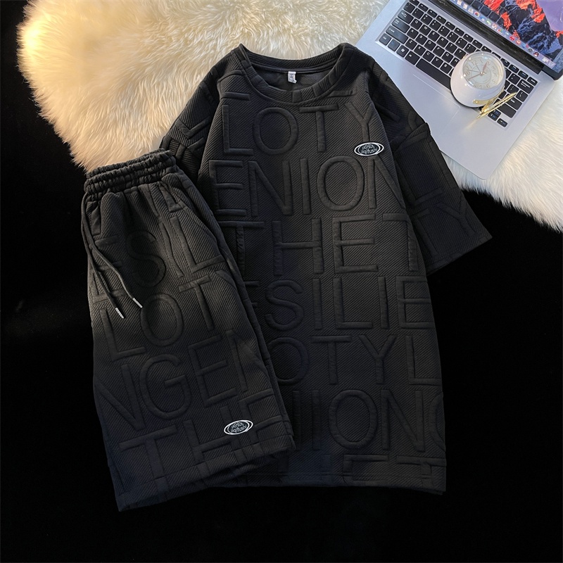 Set Đồ Thể Thao Ngắn Tay Form Rộng Phong Cách Đường Phố Mùa Hè Cho Nam