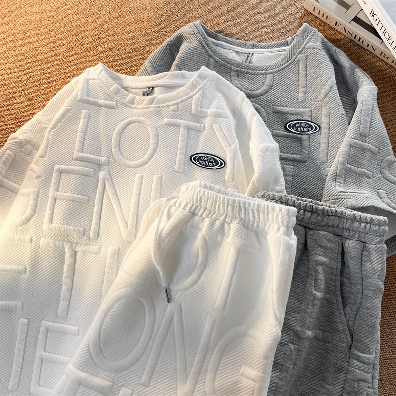 Set Đồ Thể Thao Ngắn Tay Form Rộng Phong Cách Đường Phố Mùa Hè Cho Nam