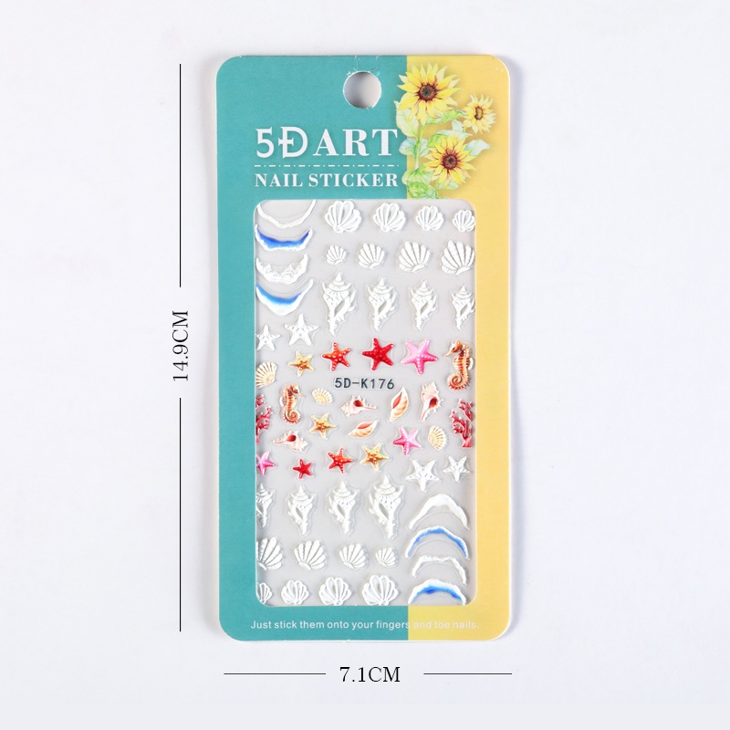 Tờ miếng dán trang trí móng tay nghệ thuật UR SUGAR tạo kiểu 5D tùy chọn thời trang mùa hè đi biển