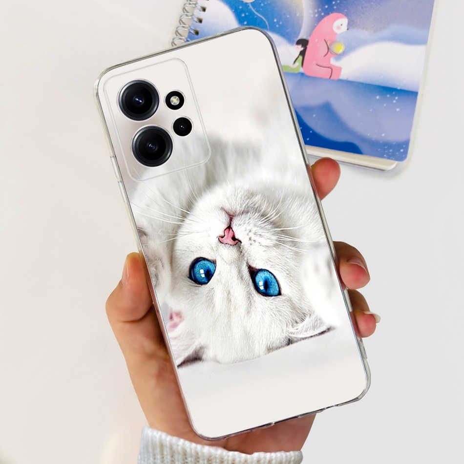 Ốp Điện Thoại Silicone TPU Mềm In Hình Mèo Đeo Ngón Tay Cho Xiaomi Redmi Note 12 4G