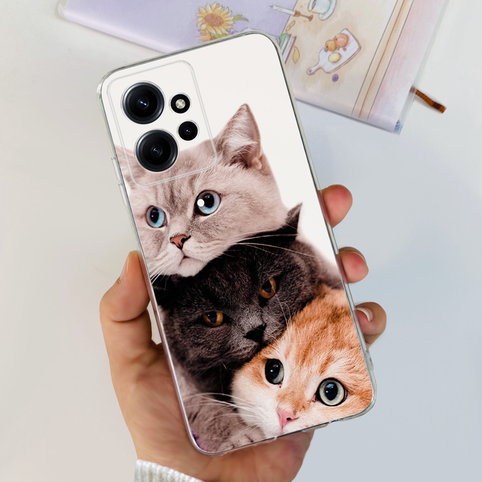 Ốp Điện Thoại Silicone TPU Mềm In Hình Mèo Đeo Ngón Tay Cho Xiaomi Redmi Note 12 4G