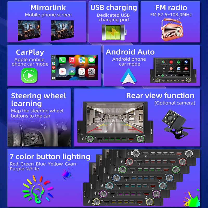 Máy Nghe Nhạc MP5 Màn Hình Cảm Ứng 6.2inch Kèm Điều Khiển Từ Xa 1din Bluetooth Đa Phương Tiện Cho Xe Hơi