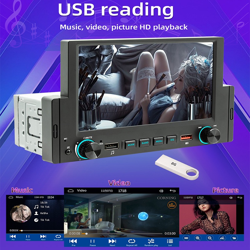 Máy Nghe Nhạc MP5 Màn Hình Cảm Ứng 6.2inch Kèm Điều Khiển Từ Xa 1din Bluetooth Đa Phương Tiện Cho Xe Hơi