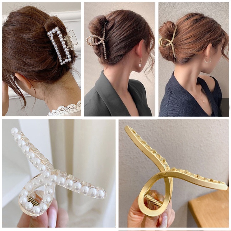 1 Kẹp Tóc Hình Cá Mập Bằng Kim Loại Phong Cách Pháp Cổ Điển Dành Cho Nữ