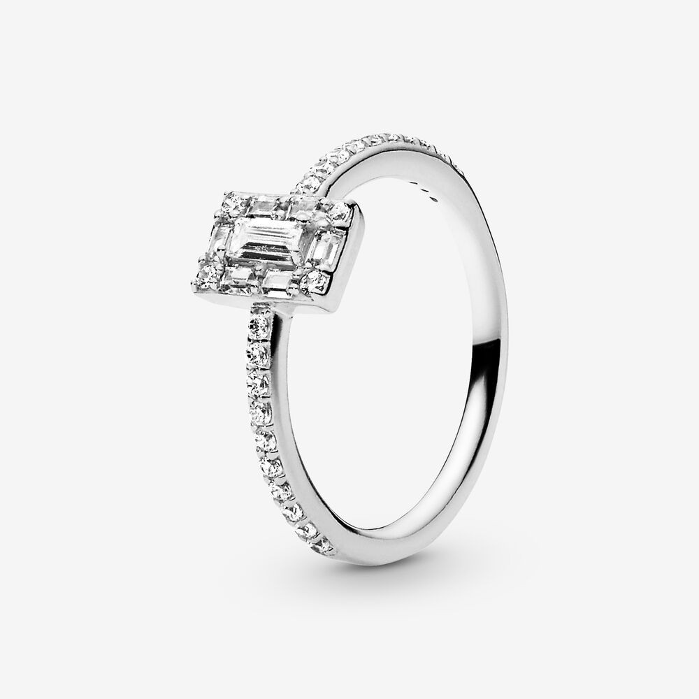 Nhẫn Bạc 925s Mặt Vuông Lấp Lánh