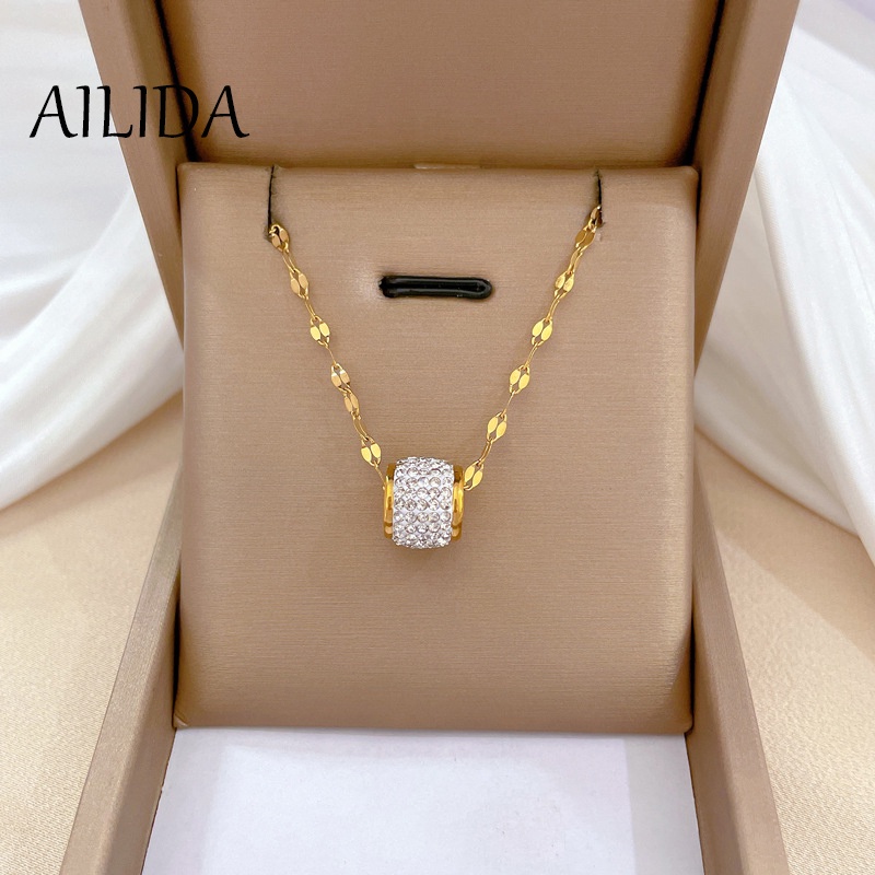 Dây Chuyền Bằng Thép Titan Mạ Vàng 18K Đính Kim Cương Toàn Thân