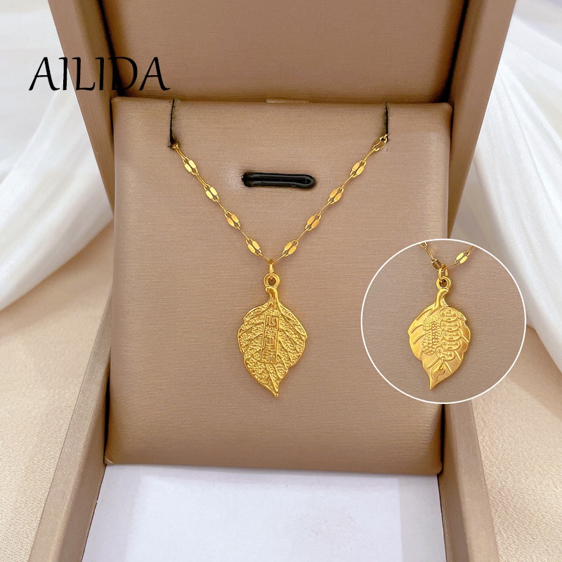 Dây Chuyền Bằng Vàng 18K Một Chiếc Lá Giàu Có Phong Cách Tối Giản ins Cho Nữ