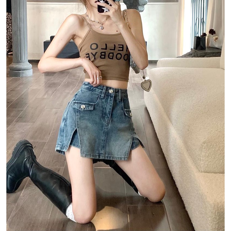 Lalisas Quần culottes Cạp Cao Mỏng Đơn Giản Có Thể Giặt Được Thiết Kế Nhạy Cảm Cho Nữ