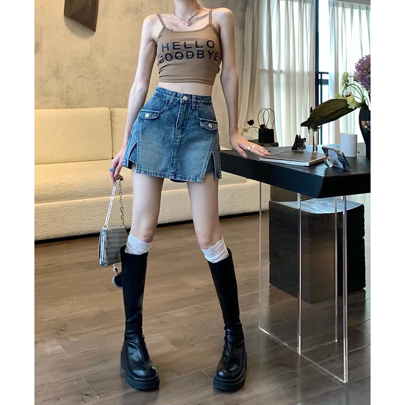 Lalisas Quần culottes Cạp Cao Mỏng Đơn Giản Có Thể Giặt Được Thiết Kế Nhạy Cảm Cho Nữ