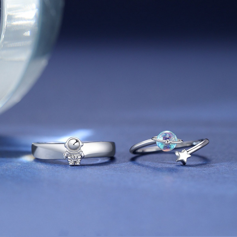 Nhẫn Cặp Hình Phi Hành Gia / Mặt Trăng / Ngôi Sao Sang Trọng Cá Tính