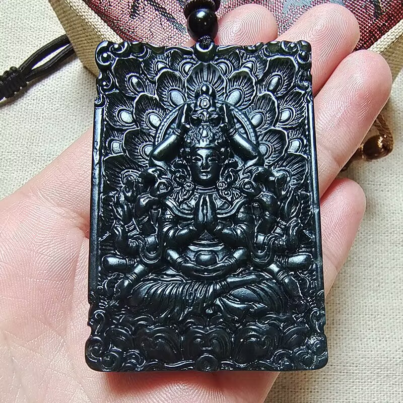 Mặt Dây Chuyền Đá Ngọc Bích Màu Đen / Xanh Lá Tự Nhiên An Toàn