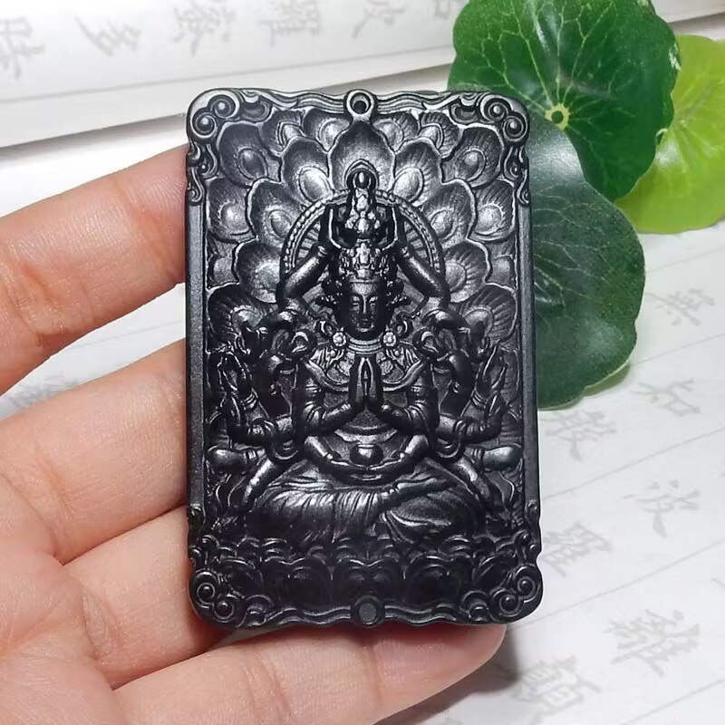 Mặt Dây Chuyền Đá Ngọc Bích Màu Đen / Xanh Lá Tự Nhiên An Toàn